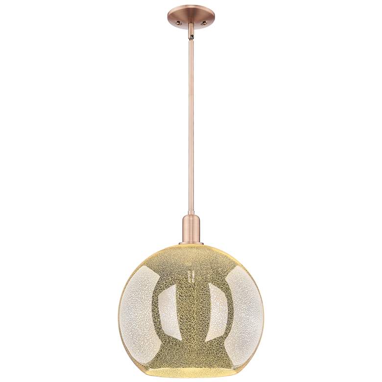 Image 1 Arcadia Athens 14"W Copper Stem Hung Mini Pendant With Mercury Shade