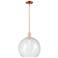 Arcadia Athens 14"W Copper Stem Hung Mini Pendant With Seedy Shade