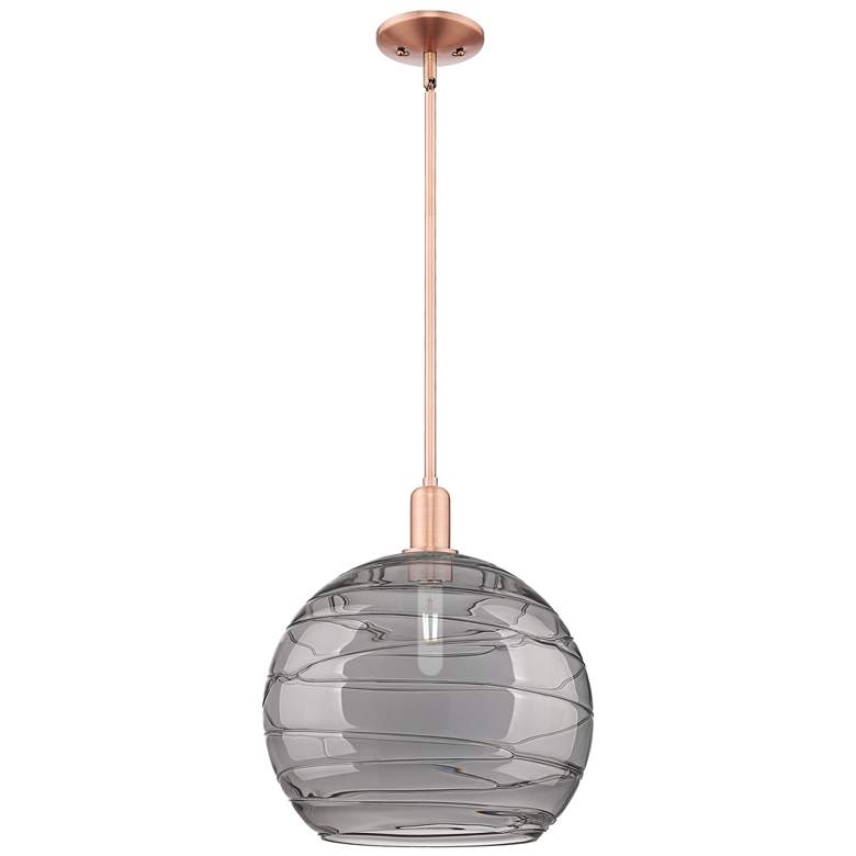 Image 1 Arcadia Athens 14"W Copper Stem Pendant w/ Light Smoke Deco Shade
