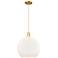 Arcadia Athens 14"W Gold Cord Hung Mini Pendant w/ Matte White Shade