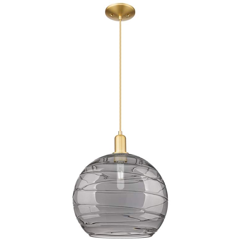 Image 1 Arcadia Athens 14"W Gold Cord Pendant w/ Light Smoke Deco Swirl Shade