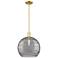 Arcadia Athens 14"W Gold Stem Pendant w/ Light Smoke Deco Swirl Shade