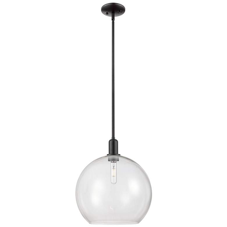 Image 1 Arcadia Athens 14"W Matte Black Stem Hung Mini Pendant w/ Clear Shade