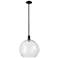 Arcadia Athens 14"W Matte Black Stem Hung Mini Pendant w/ Clear Shade