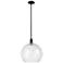 Arcadia Athens 14"W Matte Black Stem Hung Mini Pendant w/ Seedy Shade