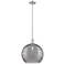 Arcadia Athens 14"W Nickel Stem Pendant w/ Light Smoke Deco Shade