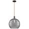 Arcadia Athens 14"W Oiled Bronze Cord Pendant w/ Smoke Deco Shade