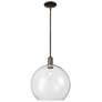 Arcadia Athens 14"W Oiled Bronze Stem Hung Mini Pendant w/ Clear Shade