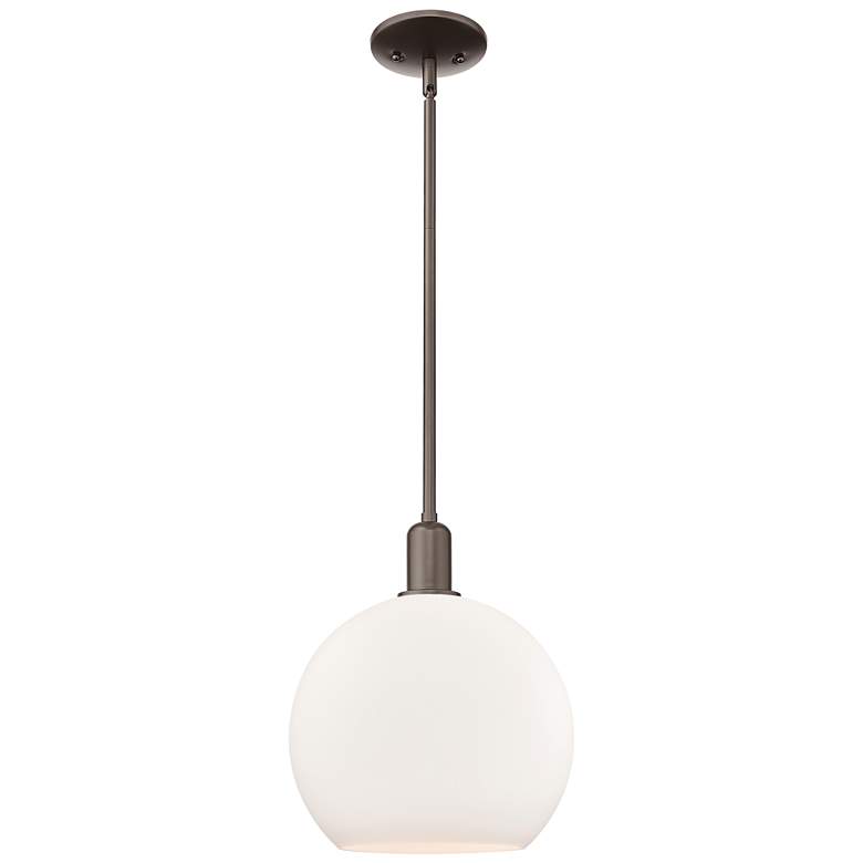 Image 1 Arcadia Athens 14"W Oiled Bronze Stem Pendant w/ Matte White Shade