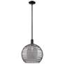 Arcadia Athens 14"W Oiled Bronze Stem Pendant w/ Smoke Deco Shade