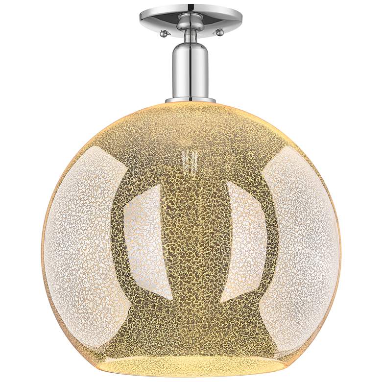 Image 1 Arcadia Athens 14"W Polished Chrome Semi.Flush Mount w/ Mercury Shade