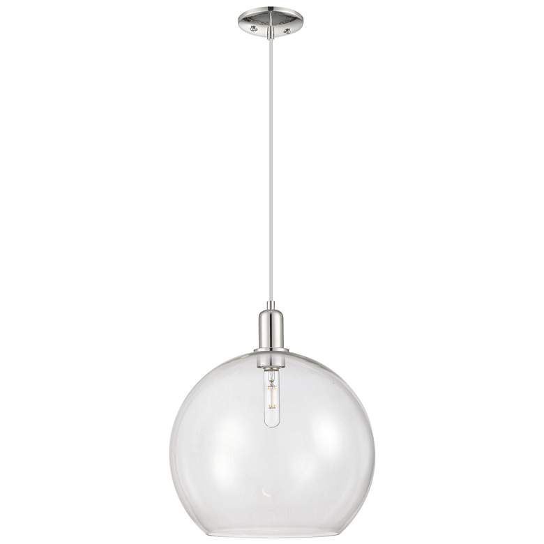 Image 1 Arcadia Athens 14"W Polished Nickel Cord Mini Pendant w/ Clear Shade
