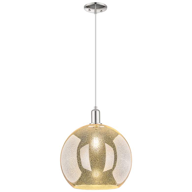 Image 1 Arcadia Athens 14"W Polished Nickel Cord Mini Pendant w/ Mercury Shade