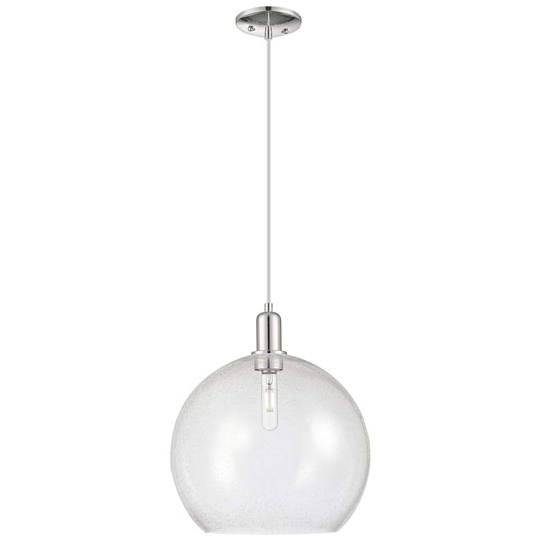 Image 1 Arcadia Athens 14"W Polished Nickel Cord Mini Pendant w/ Seedy Shade