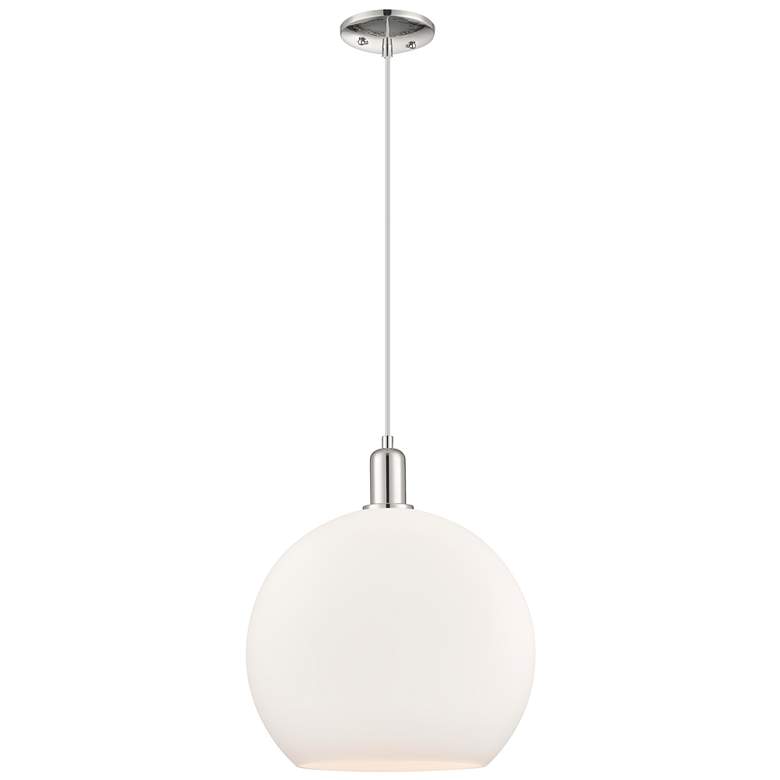 Image 1 Arcadia Athens 14"W Polished Nickel Cord Pendant w/ Matte White Shade