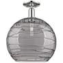Arcadia Athens 14"W Polished Nickel Semi-Flush w/ Smoke Deco Shade