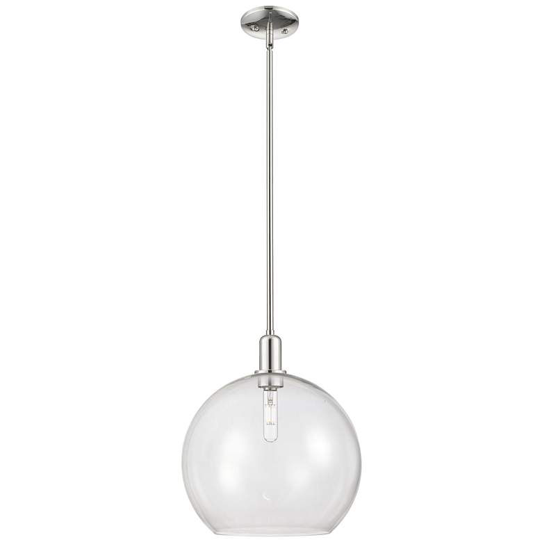 Image 1 Arcadia Athens 14"W Polished Nickel Stem Mini Pendant w/ Clear Shade