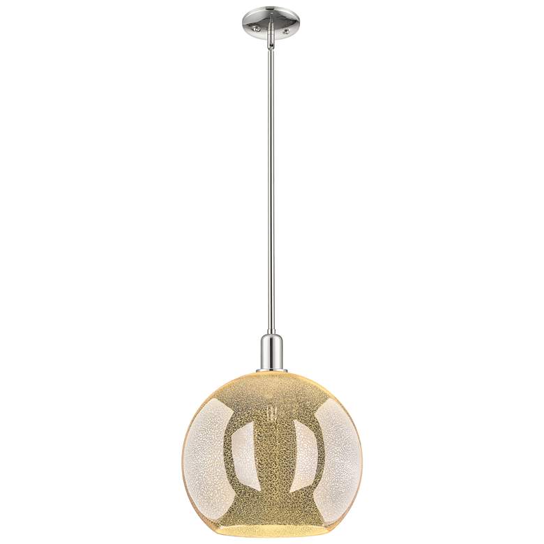 Image 1 Arcadia Athens 14"W Polished Nickel Stem Mini Pendant w/ Mercury Shade