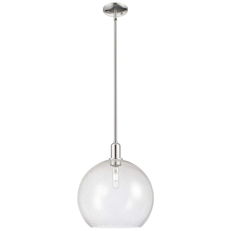 Image 1 Arcadia Athens 14"W Polished Nickel Stem Mini Pendant w/ Seedy Shade