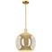 Arcadia Athens 14"W Satin Gold Stem Hung Mini Pendant w/ Mercury Shade