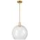Arcadia Athens 14"W Satin Gold Stem Hung Mini Pendant With Clear Shade