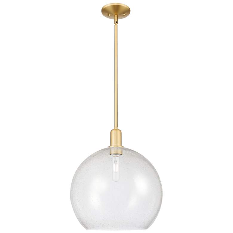 Image 1 Arcadia Athens 14"W Satin Gold Stem Hung Mini Pendant With Seedy Shade
