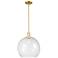 Arcadia Athens 14"W Satin Gold Stem Hung Mini Pendant With Seedy Shade