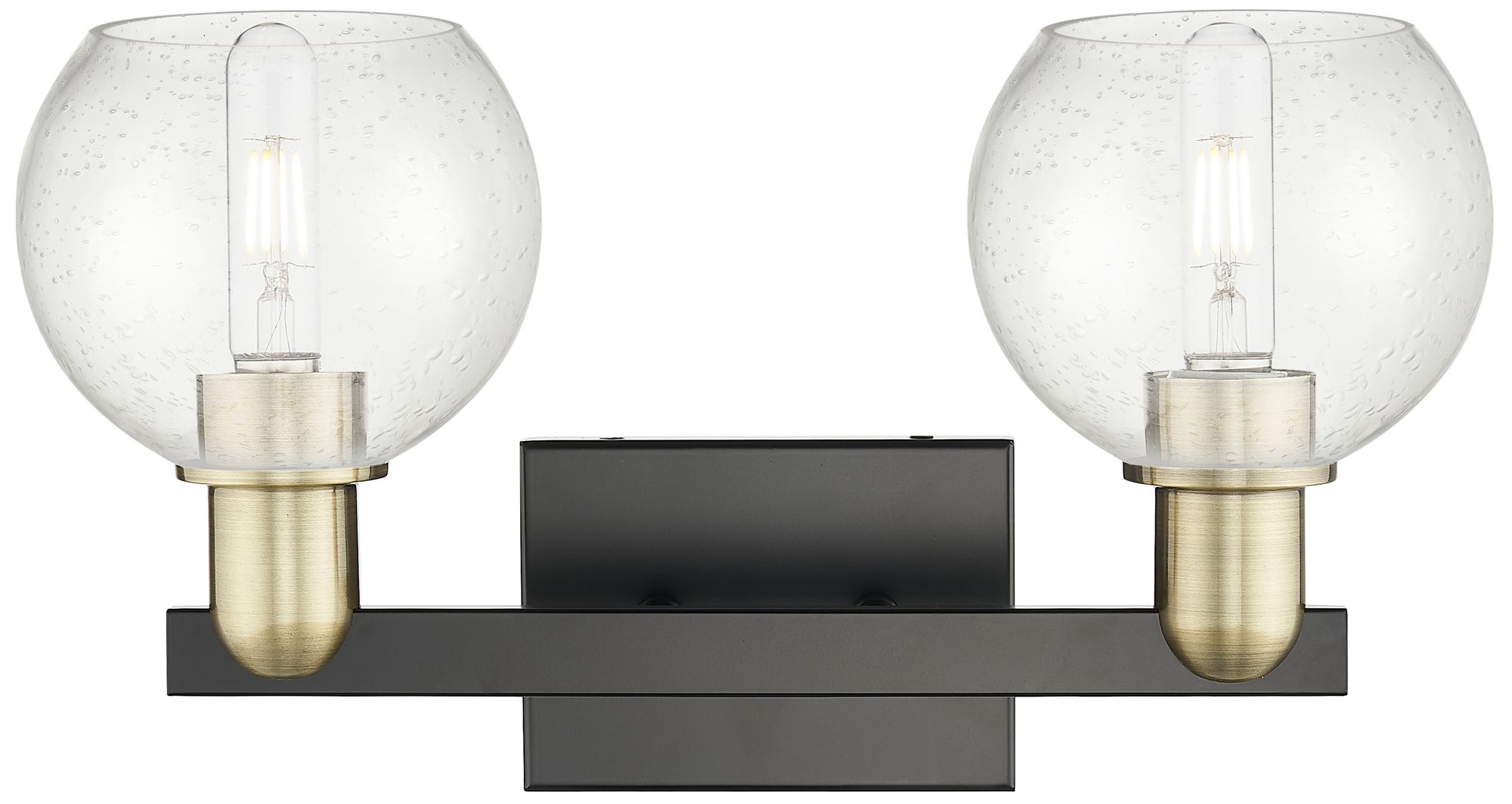 Image 2 Arcadia Athens 17"W 2 Light Black And Brass Bath Light w/ Seedy Shade more views
