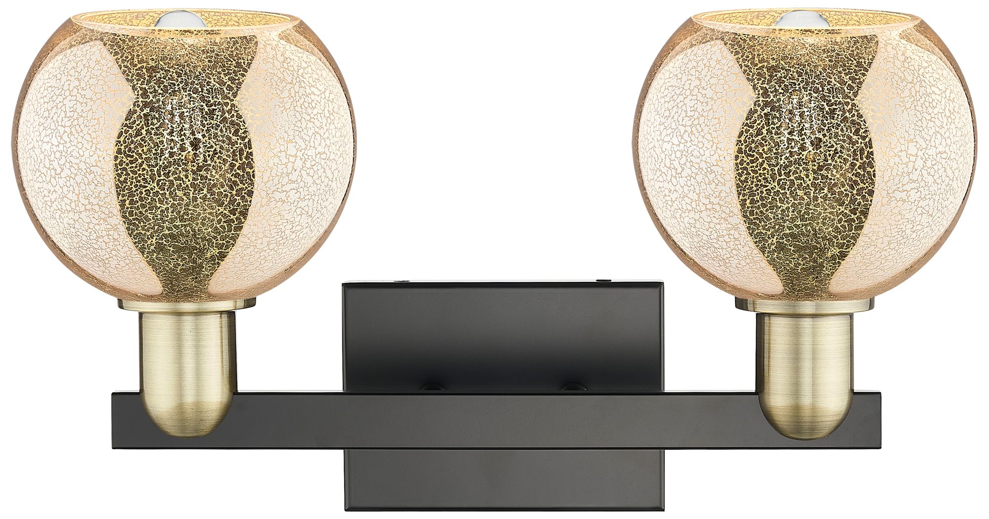 Image 2 Arcadia Athens 17"W 2 Light Black Brass Vanity Light w/ Mercury Shade more views