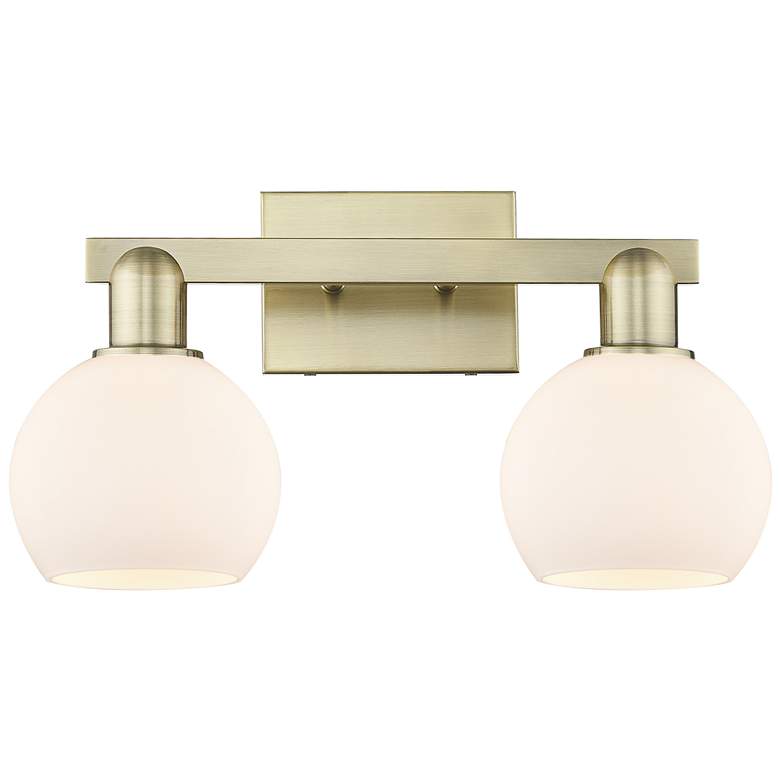 Image 1 Arcadia Athens 17"W 2 Light Brass Vanity Light With Matte White Shade