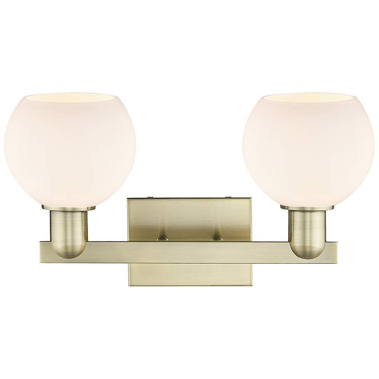 Image 2 Arcadia Athens 17"W 2 Light Brass Vanity Light With Matte White Shade more views