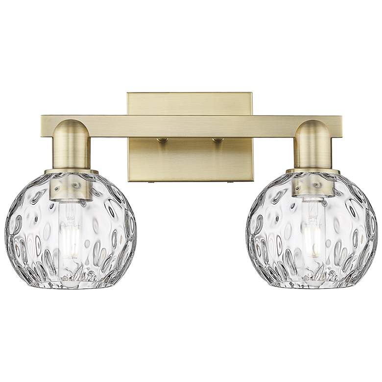 Image 1 Arcadia Athens 17"W 2 Light Brass Vanity Light With Water Glass Shade