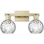 1_Arcadia Athens 17"W 2 Light Brass Vanity Light With Water Glass Shade