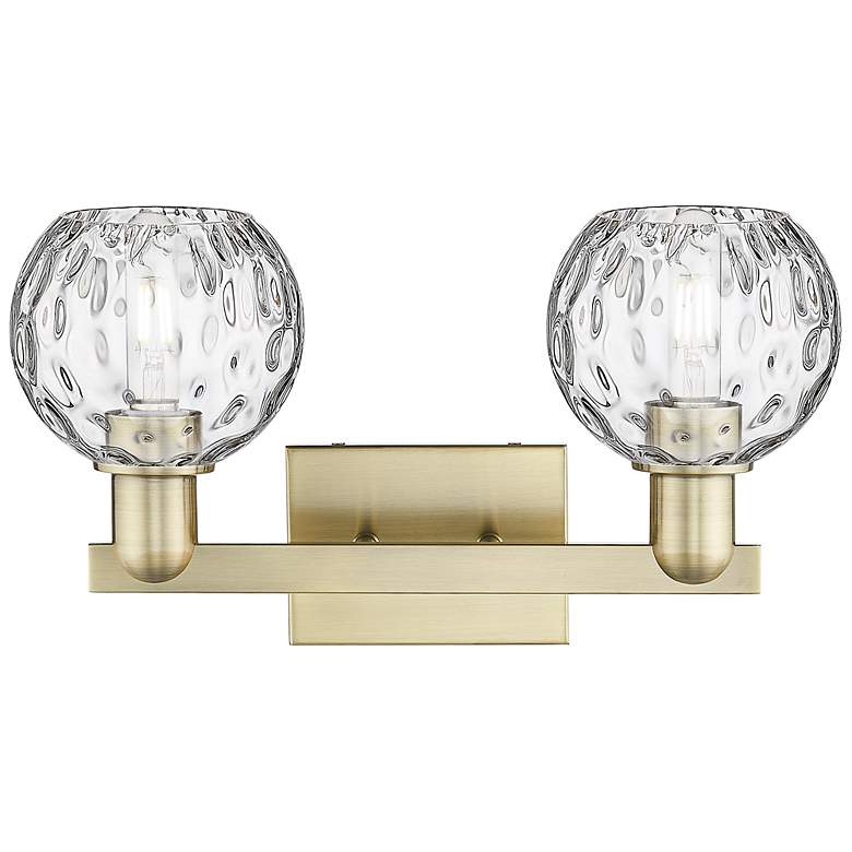 Image 2 Arcadia Athens 17"W 2 Light Brass Vanity Light With Water Glass Shade more views
