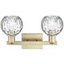 2_Arcadia Athens 17"W 2 Light Brass Vanity Light With Water Glass Shade more views