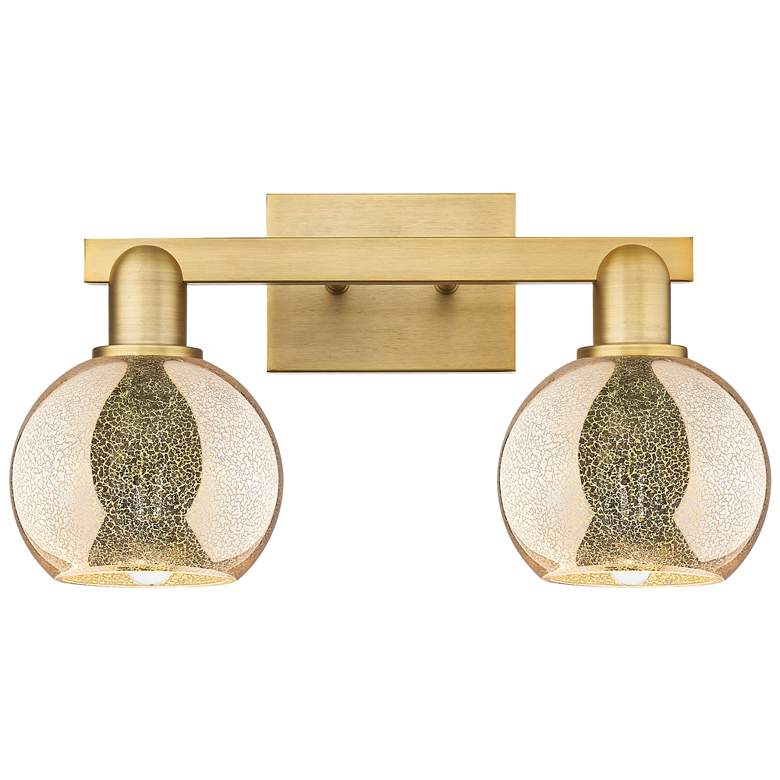 Image 1 Arcadia Athens 17"W 2 Light Brushed Brass Bath Light w/ Mercury Shade