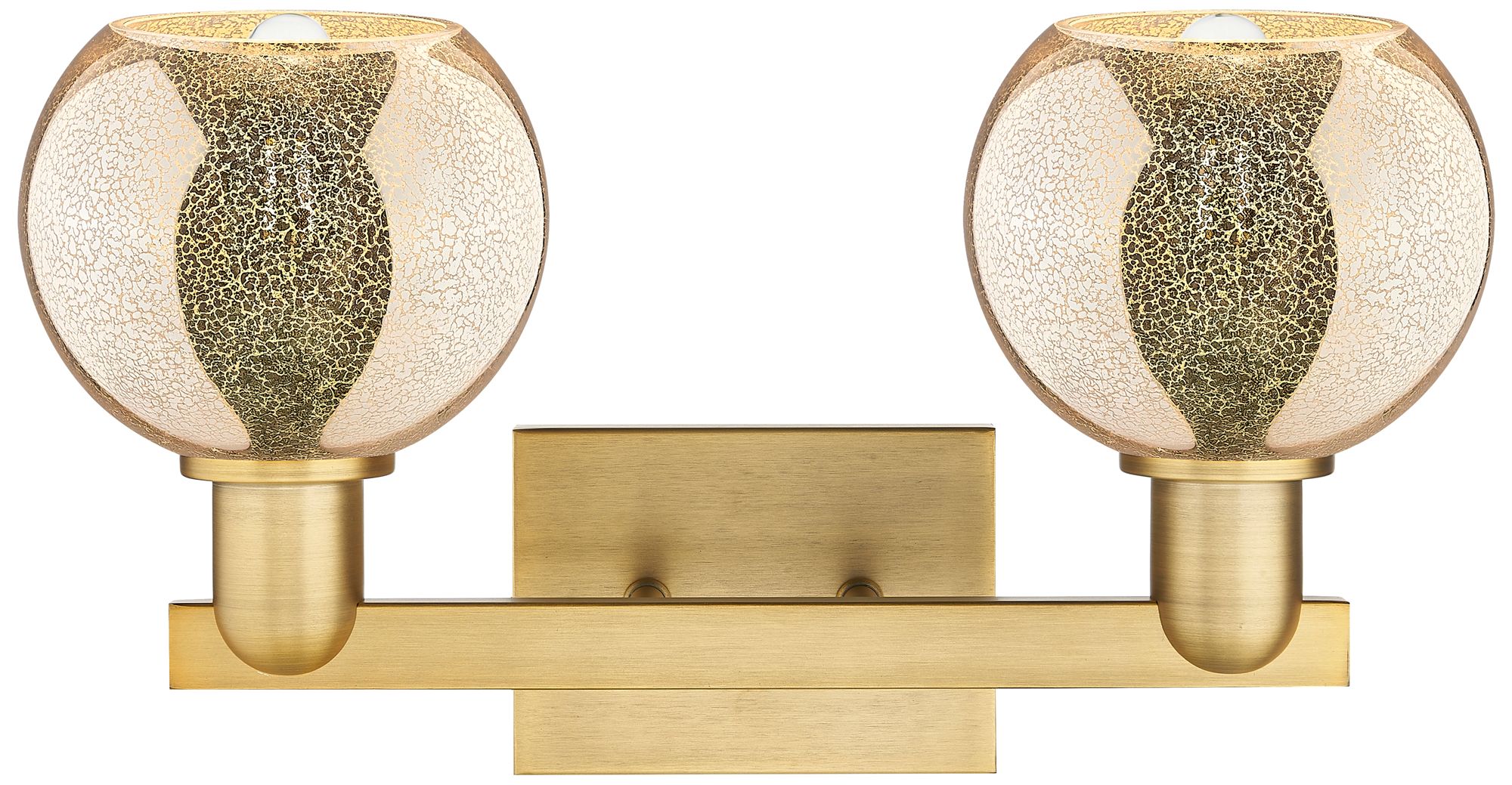 Image 2 Arcadia Athens 17"W 2 Light Brushed Brass Bath Light w/ Mercury Shade more views