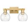 Arcadia Athens 17"W 2 Light Brushed Brass Bath Light With Clear Shade