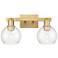 Arcadia Athens 17"W 2 Light Brushed Brass Bath Light With Clear Shade