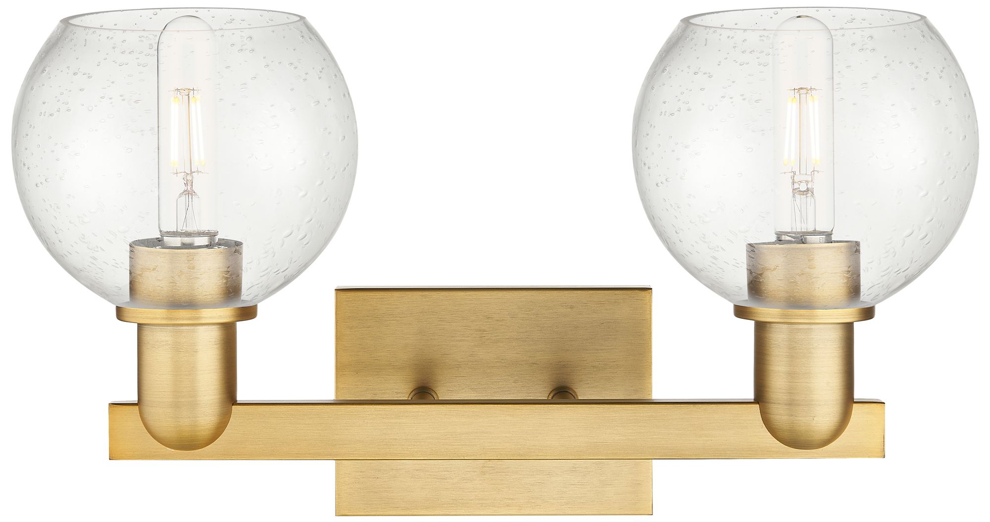 Image 2 Arcadia Athens 17"W 2 Light Brushed Brass Bath Light With Seedy Shade more views