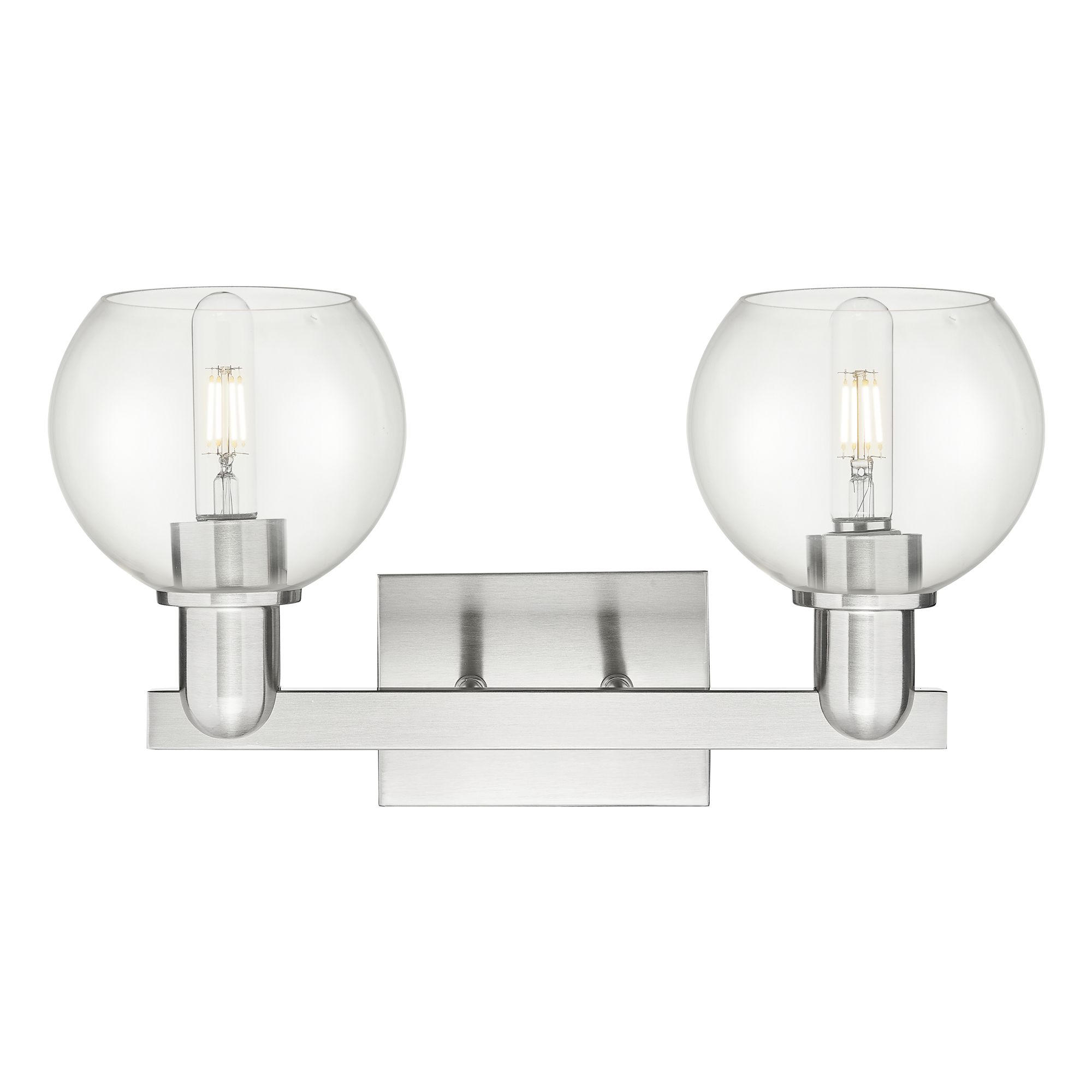 Image 2 Arcadia Athens 17"W 2 Light Brushed Nickel Vanity Light w/ Clear Shade more views