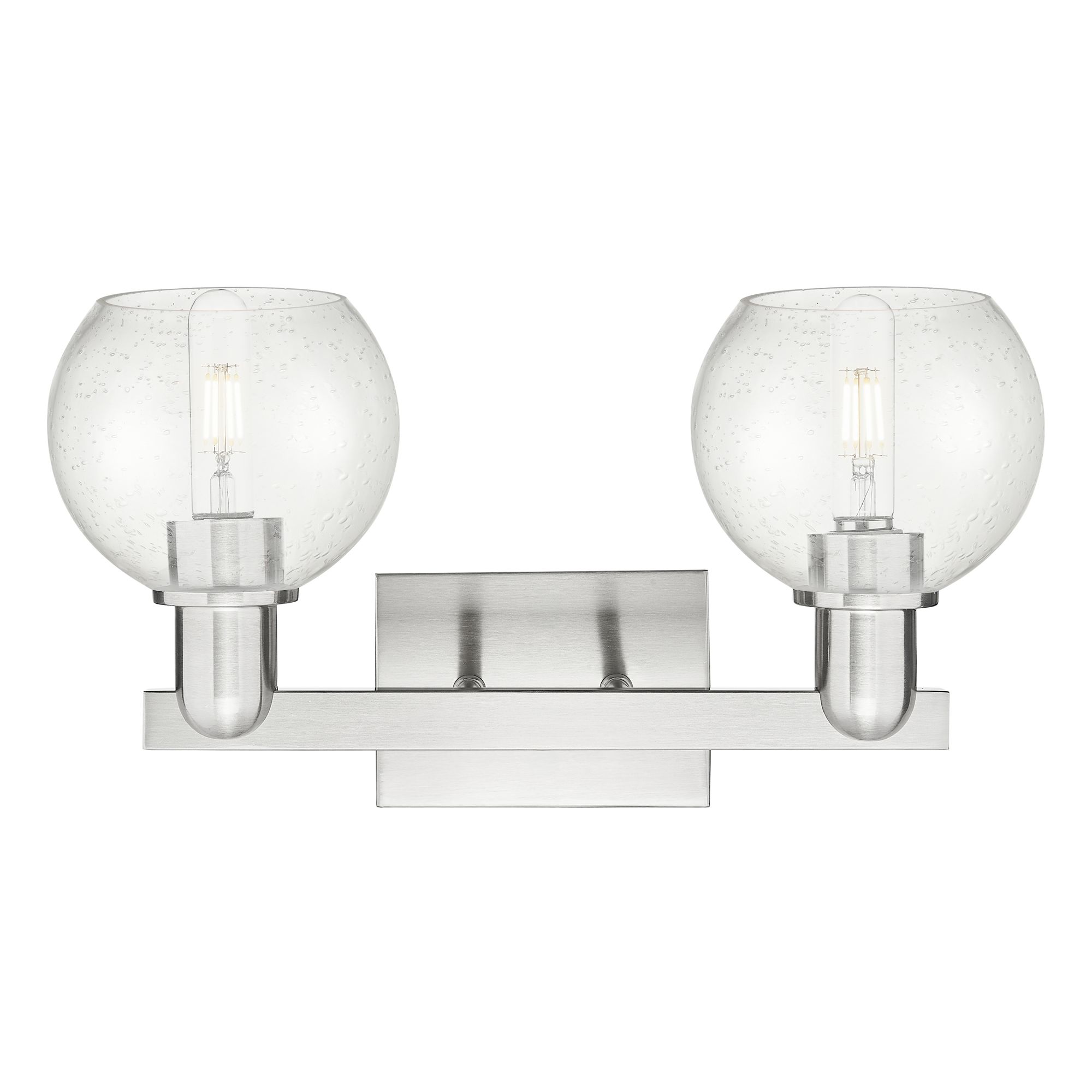 Image 2 Arcadia Athens 17"W 2 Light Brushed Nickel Vanity Light w/ Seedy Shade more views