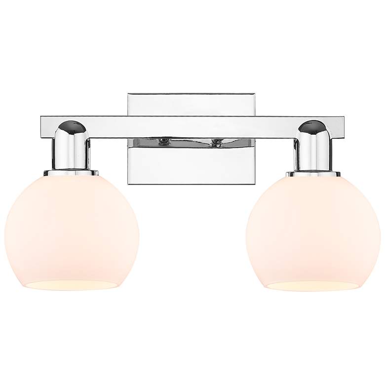 Image 1 Arcadia Athens 17"W 2 Light Chrome Vanity Light w/ Matte White Shade