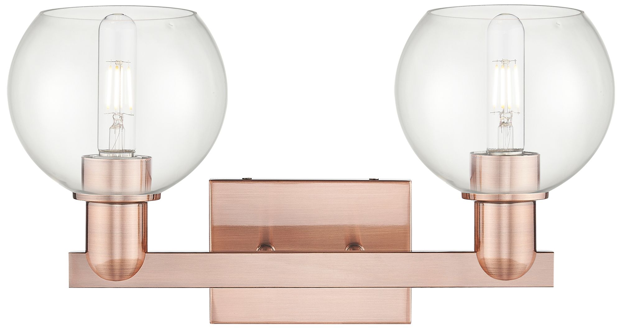 Image 2 Arcadia Athens 17"W 2 Light Copper Vanity Light With Clear Shade more views