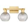 1_Arcadia Athens 17"W 2 Light Gold Bath Light w/ Clear Basketweave Shade