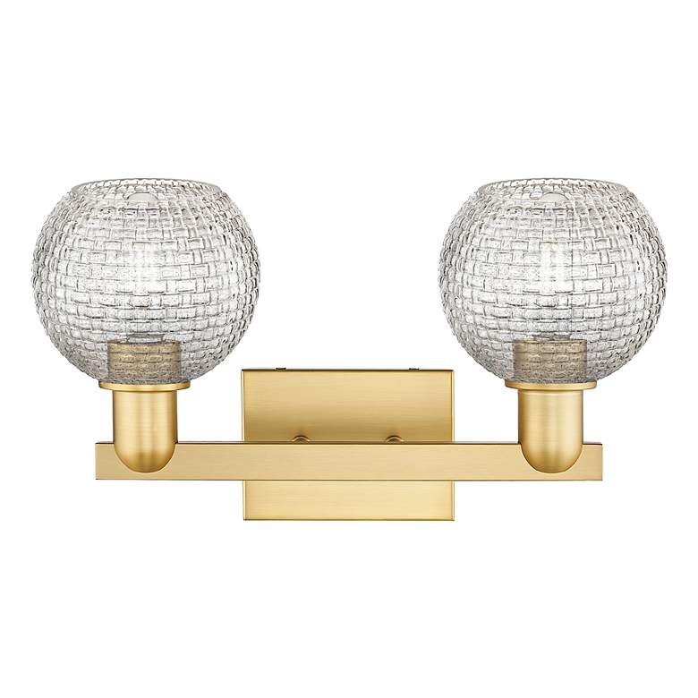 Image 2 Arcadia Athens 17"W 2 Light Gold Bath Light w/ Clear Basketweave Shade more views