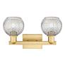 2_Arcadia Athens 17"W 2 Light Gold Bath Light w/ Clear Basketweave Shade more views