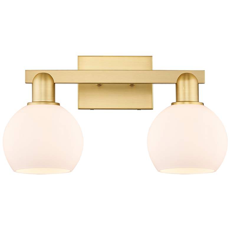 Image 1 Arcadia Athens 17"W 2 Light Gold Vanity Light w/ Matte White Shade