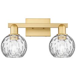 Arcadia Athens 17"W 2 Light Gold Vanity Light w/ Water Glass Shade