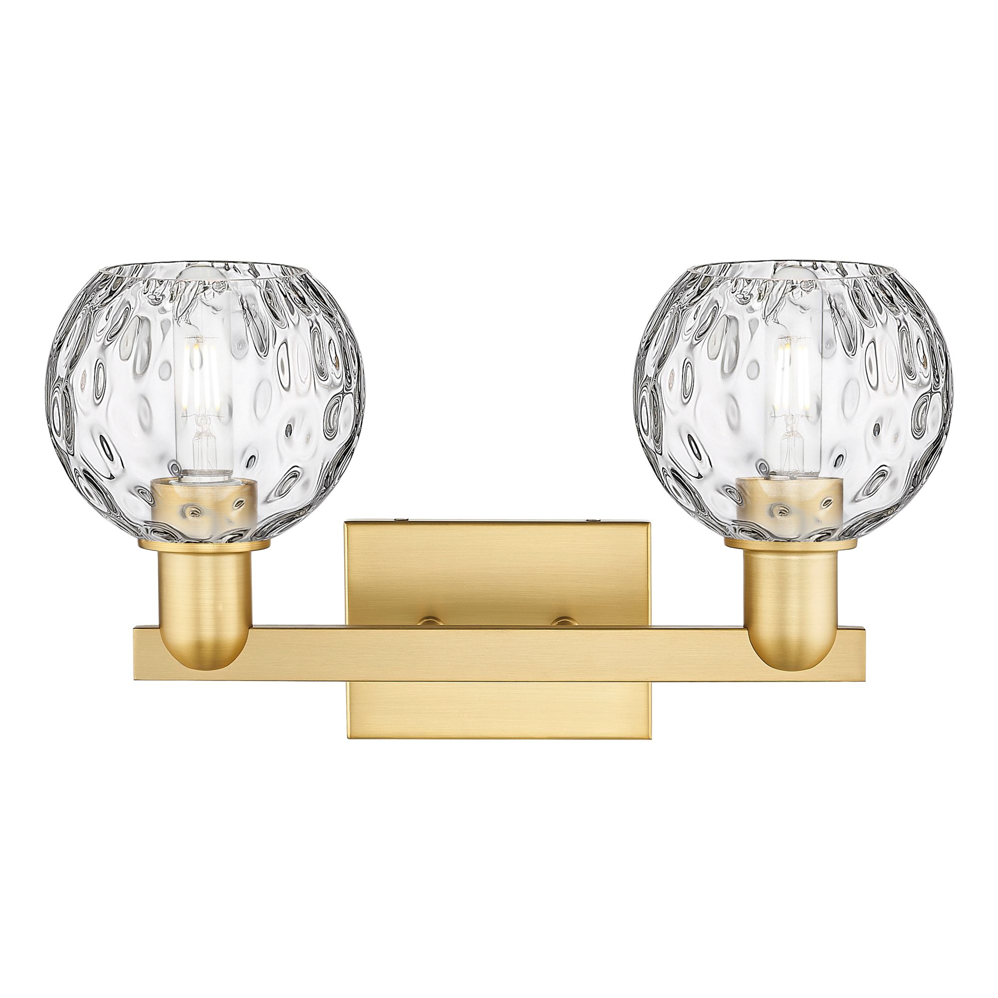 Image 2 Arcadia Athens 17"W 2 Light Gold Vanity Light w/ Water Glass Shade more views